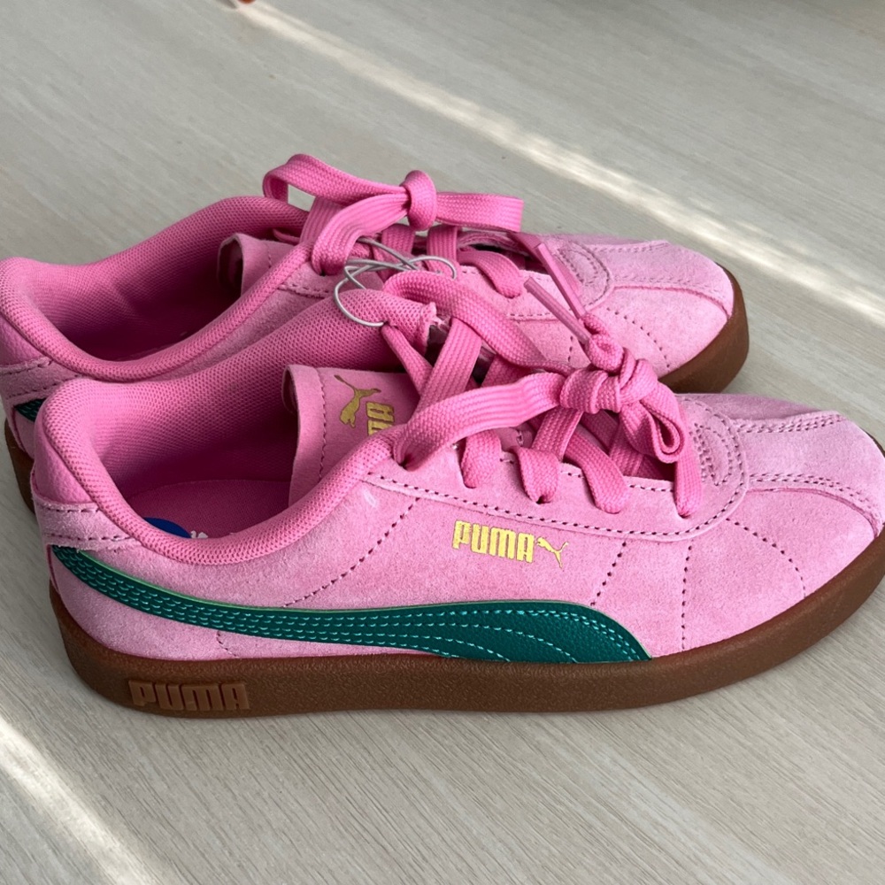 New Puma Club Kids Pink and Green Sneakers
